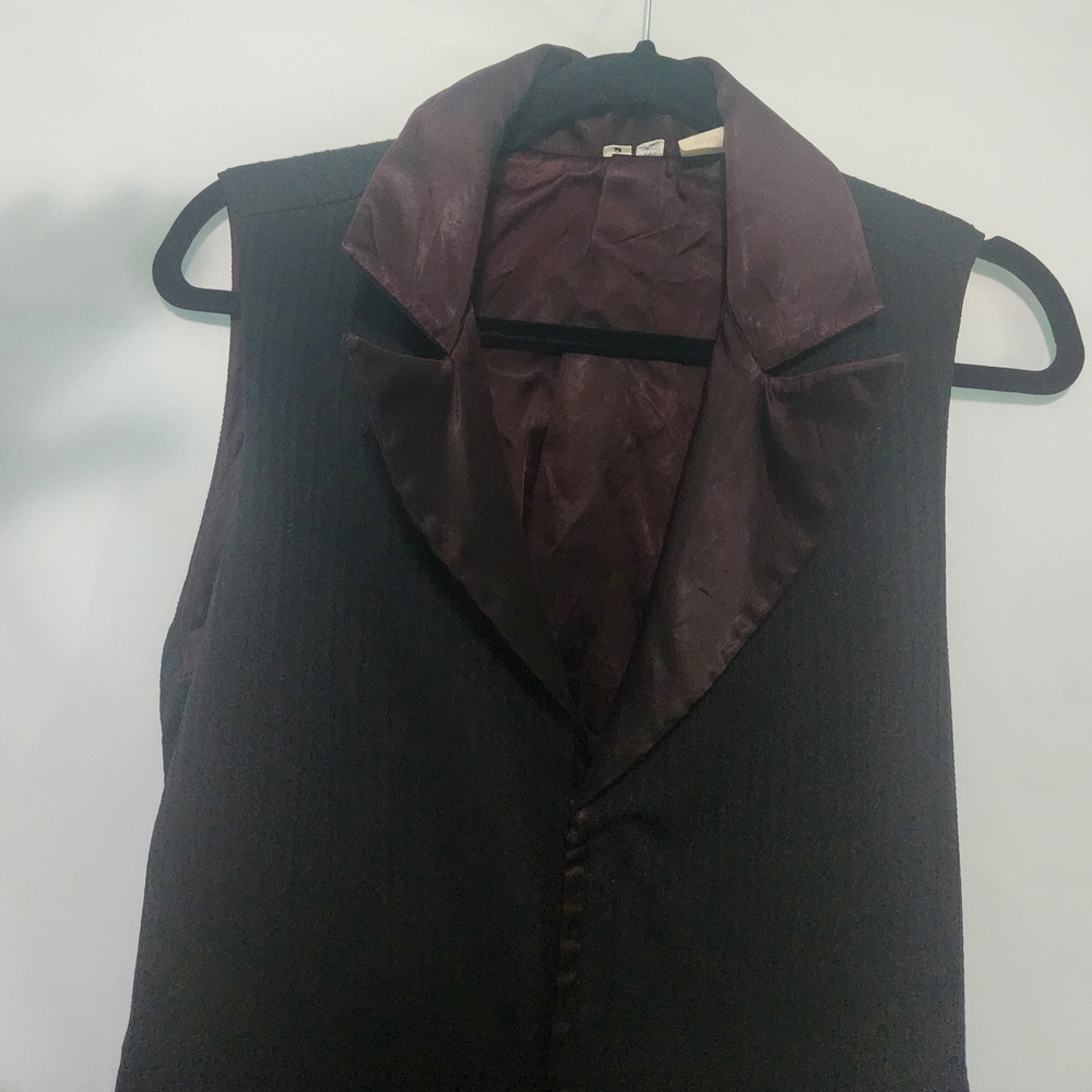 Vintage Bill Parry Black W Burgundy Lining Pleated Sleeveless Jumpsuit. Sz Small